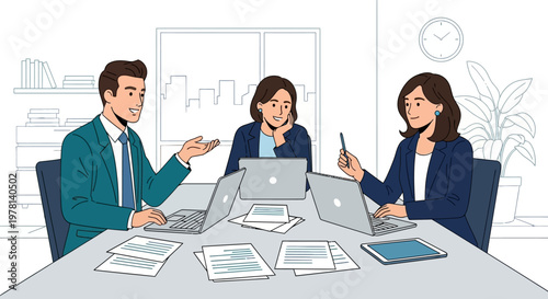 Business People in Meeting Discussion.