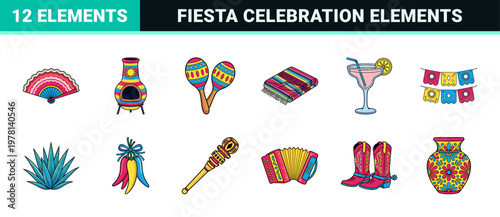 Mexican Fiesta Celebration Graphic Set