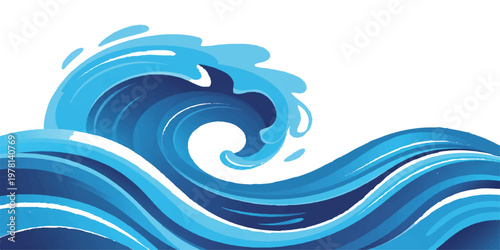 Abstract blue background with flowing liquid waves and a decorative water splash vector illustration featuring a nature inspired ocean pattern and curved summer surf design