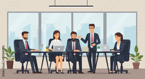 Business people in office meeting.