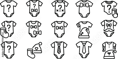 Baby clothes icons for gender reveal party concept