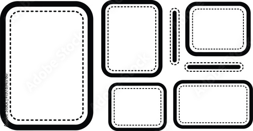 Coupon border frames with dotted line and rounded corners