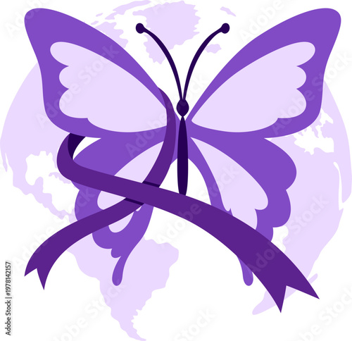 Purple Butterfly Awareness Ribbon
