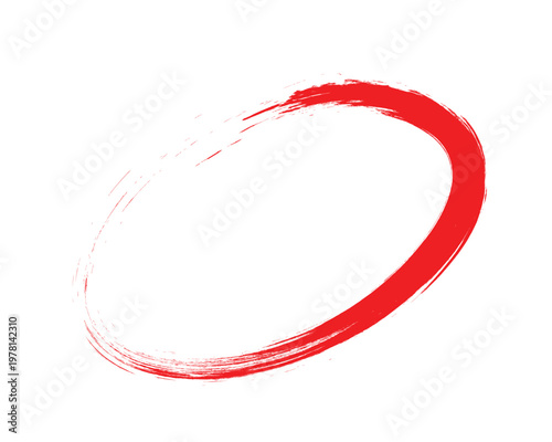 Red hand drawn curved line on transparent background.