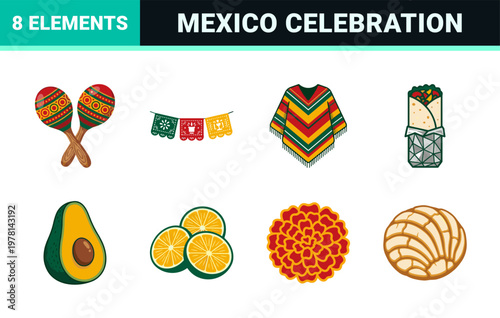 Mexican Holiday Festival Design Elements