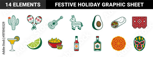 Mexican Fiesta Celebration Graphic Set