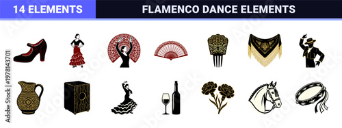 Spanish Flamenco Folk Dance Elements