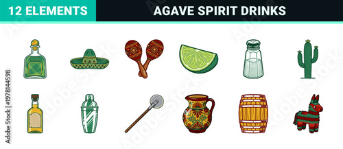 Mexican Tequila Bar and Agave Asset Sheet