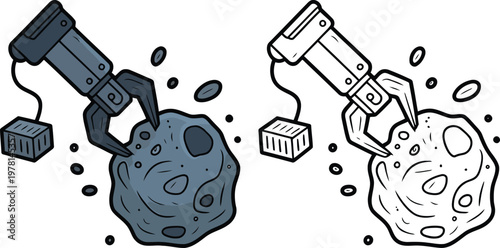 Robotic claw harvesting asteroid minerals for deep space industrial mining