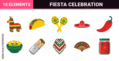 Mexican Fiesta Celebration Graphic Set