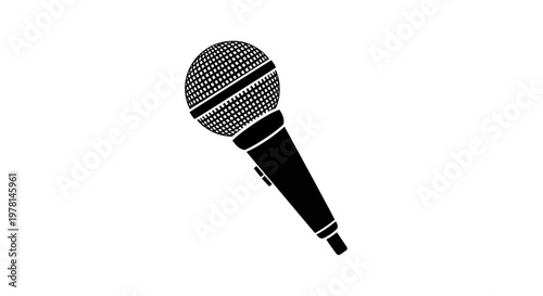 Black microphone icon for music and audio concepts with a simple design
