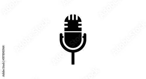 A black microphone icon on a for audio recording and music concept