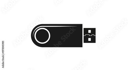 Black usb flash drive icon on a for computer and technology designs