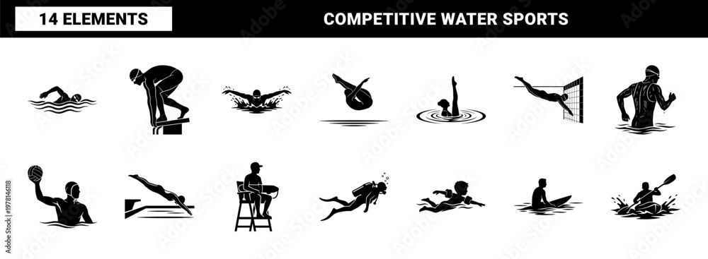 Fototapeta premium Competitive Swimmer Silhouettes