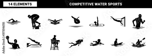 Competitive Swimmer Silhouettes