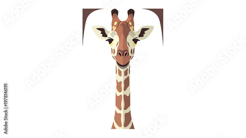 Tableau sur toile Cute giraffe face illustration with long neck