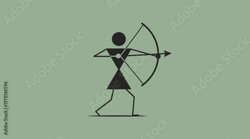 Archer Aiming Bow and Arrow with Focus on Activity and Skill