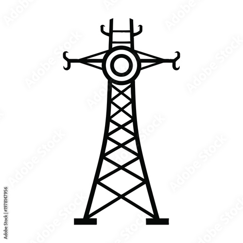 Electric power transmission tower with lattice structure and insulators