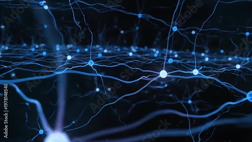 Abstract neural network with glowing blue connections and nodes, symbolizing complex data and communication.