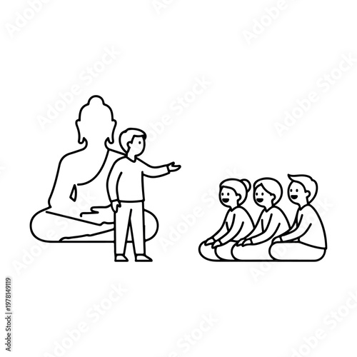 teacher instructing students in classroom illustration