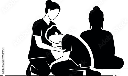 woman comforting sad friend in emotional support moment