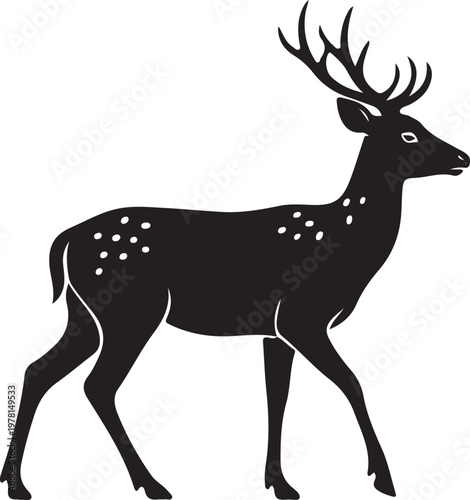 Deer Full Body Black Silhouette Vector Wildlife Animal Icon