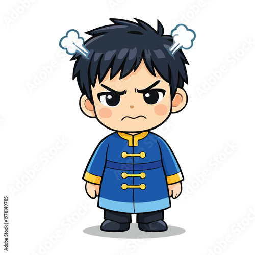 Angry little man: A cartoonish depiction of an enraged individual, steam erupting from their head, embodying frustration, fury, and general anger.