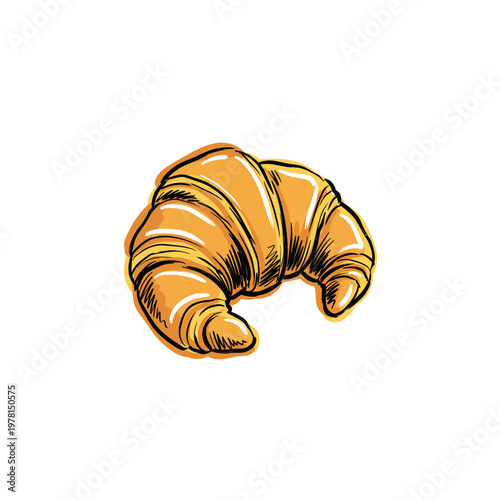 Croissant Pastry Offset Color Pop Sketch