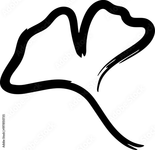 Minimalist ginkgo biloba leaf silhouette