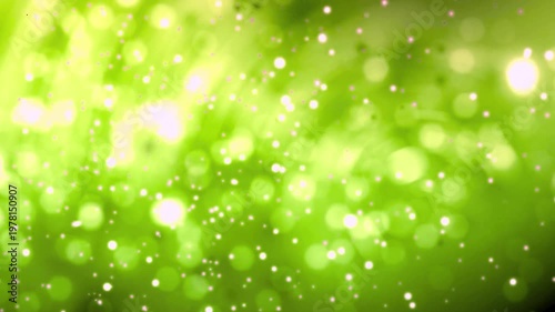 Vibrant green background with sparkling light effects and bokeh