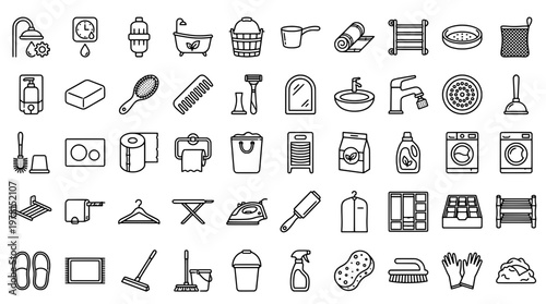 Bathroom essentials icon set vector illustration for design and decoration
