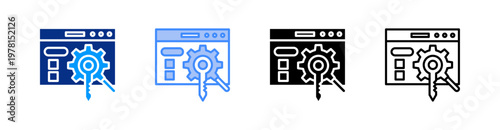 Search Engine Optimization Multiple Style Icon Set Vector 