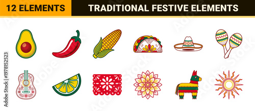 Mexican Folk Art Celebration Elements