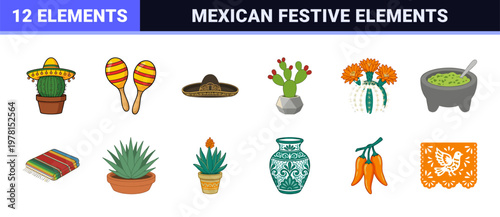 Mexican Culture and Cactus Asset Grid