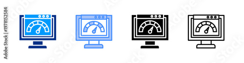 Page Speed Multiple Style Icon Set Vector 