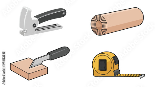 Tools of the Trade: A collection of essential carpentry tools, arranged to showcase craftsmanship, precision, and the practical application of each instrument.