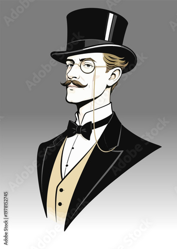 078-13-Elegant gentleman wearing a top hat