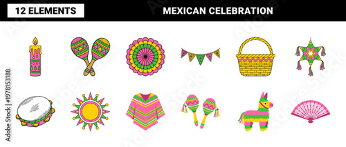 Mexican Fiesta Festive Celebration Elements