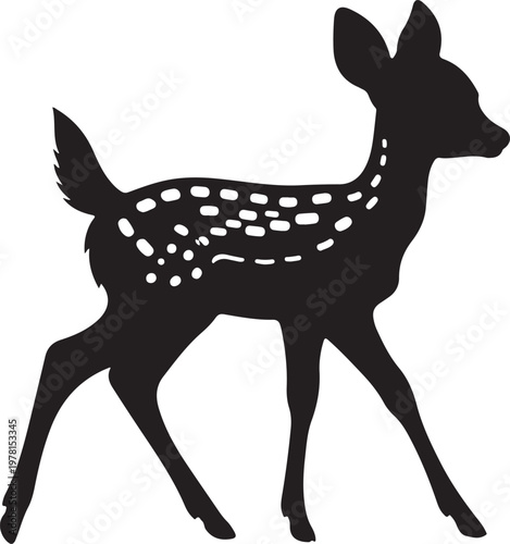Deer Full Body Black Silhouette Vector Wildlife Animal Icon