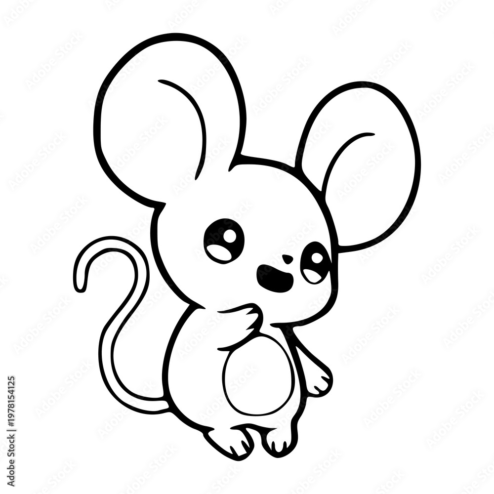 Obraz premium sweet cartoon mouse mascot design in clean outline style