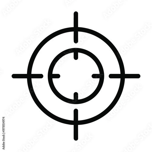 Target symbol with crosshairs on white background for design and gaming