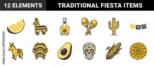 Traditional Mexican Fiesta Celebration Asset Sheet