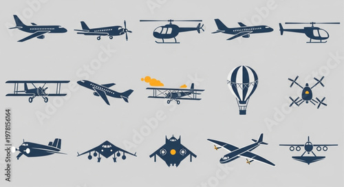 Collection of various aircraft and flying vehicles.