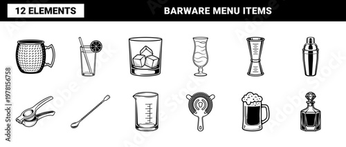 Mixology Glassware and Barware Asset Sheet