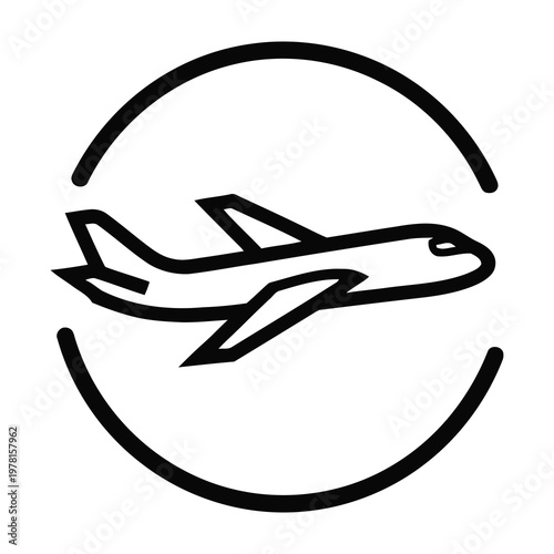 Airplane flying in circle logo transportation travel concept