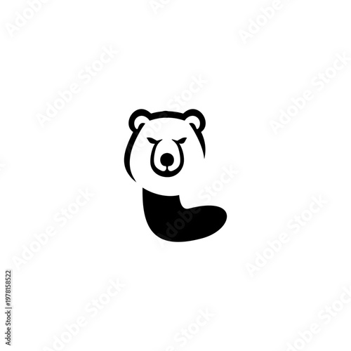 Polar Bear Head Letter L logo...