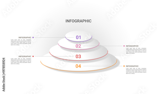Modern stacked chart with 4 options for analyzing marketing data and project goals. Business marketing infographic. Vector illustration.