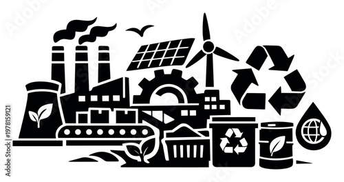 Sustainable industry that combines clean energy production, recycling, industrial activity, and efforts to conserve the environment