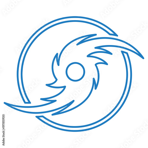 blue line art whirlwind storm weather symbol icon graphic design element