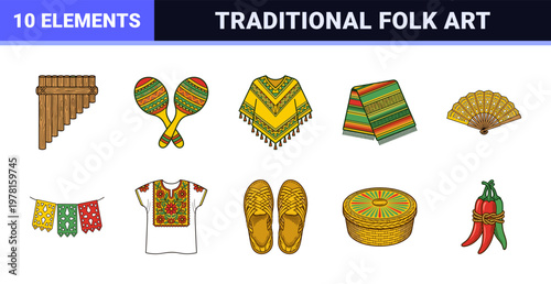 Mexican Folk Art and Traditional Textile Elements